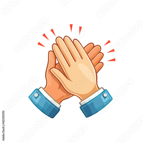 Cartoon hands clapping showing applause or success isolated on black background