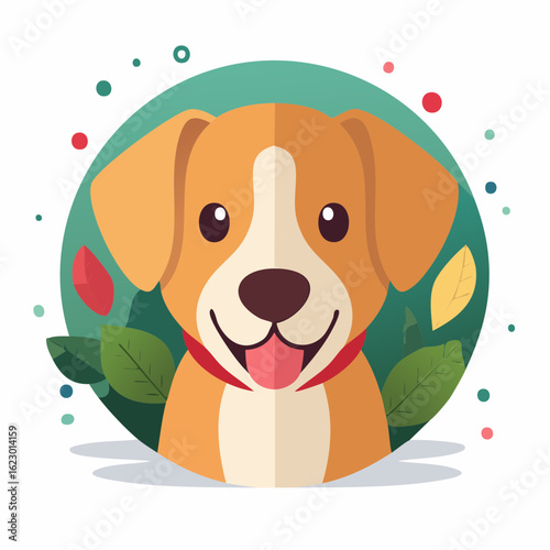 Charming cartoon dog illustration with playful design and vibrant colors, a happy companion