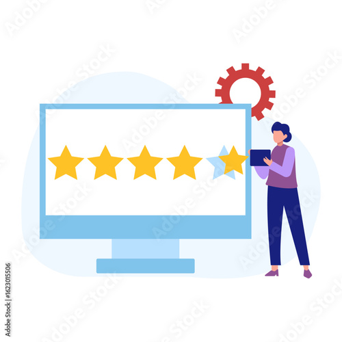 Girl giving star ratings