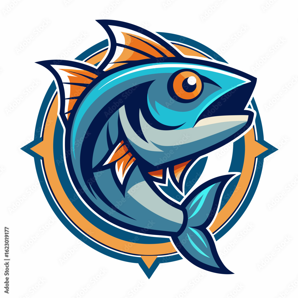 Obraz premium Bait Lure Fish Hook Fishing Angler logo design inspiration