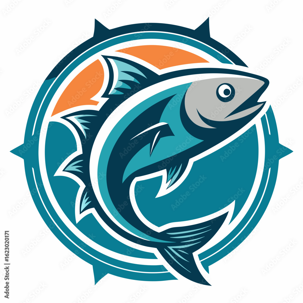 Obraz premium Bait Lure Fish Hook Fishing Angler logo design inspiration