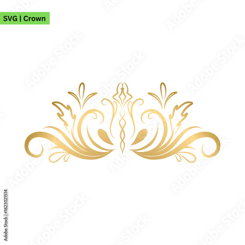 A regal crown logo vector design featuring a majestic crown with a luxurious gold finish, symbolizing power and nobility in a grand and elegant style.