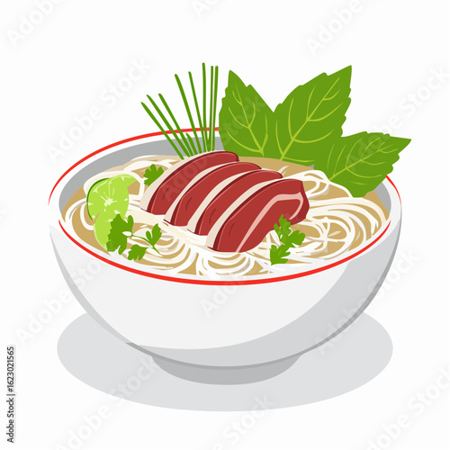 Pho mit Rindfleisch und Kräutern