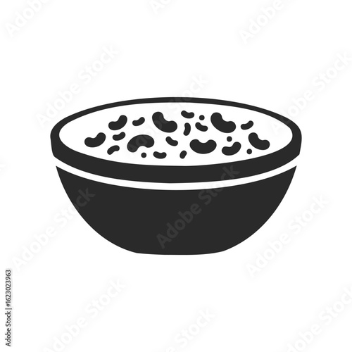 Iconic black and white bowl of cereal illustration