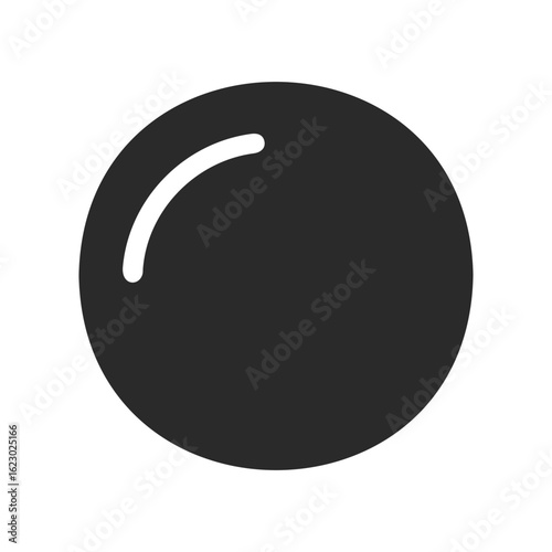 Minimalist black circle with white highlight on gray background