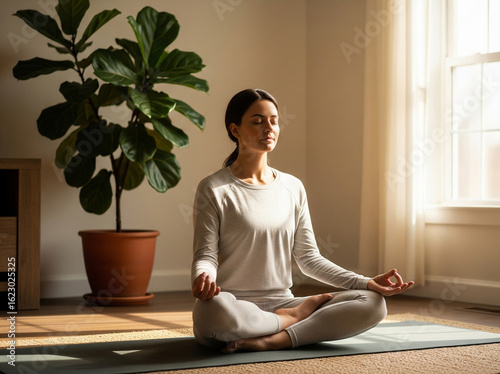 Woman Meditating in Lotus Pose