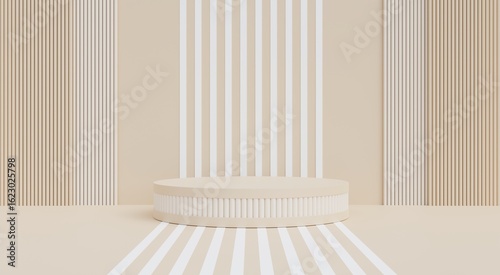 Beige podium, beige background for displaying fashion, perfume, premium spa, popular and modern, 3D illustration.