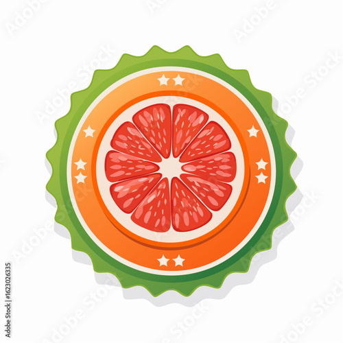 Grapefruit Slice Medallion: A Vibrant and Fresh Fruit Design for Graphic Applications