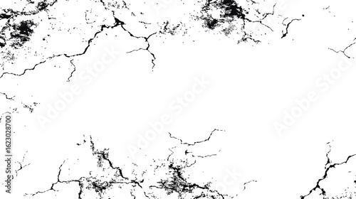 Black cracks forming a distressed texture. Vector illustration