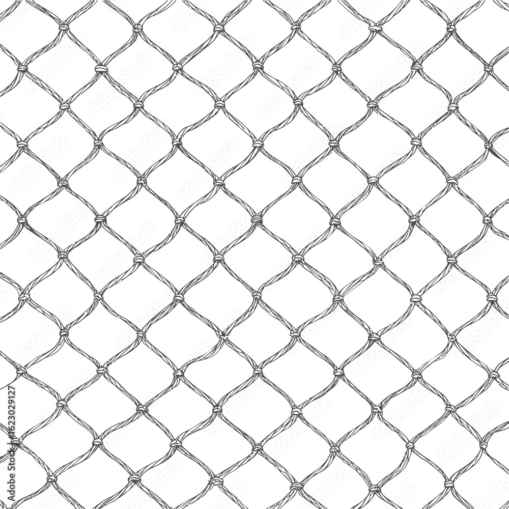 Naklejka premium Black and white sketch of chain link fence pattern. Vector illustration