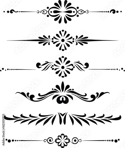 A collection of decorative design elements, including patterns, shapes, and textures for creative projects