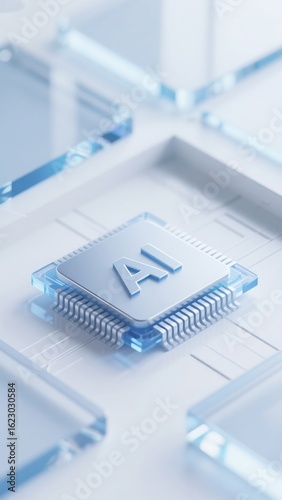 3D - Style AI Chip - Themed Element