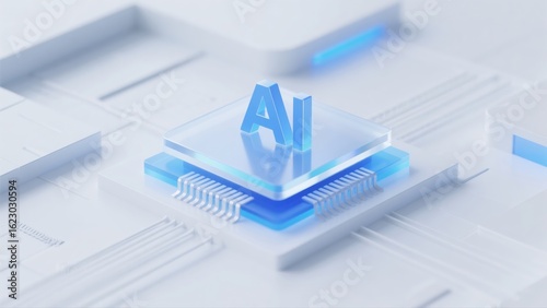 3D - Style AI Chip - Themed Element