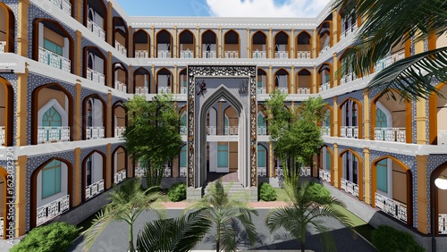 Wallpaper Mural Ornate Islamic Courtyard with Multiple Archways and Trees Torontodigital.ca