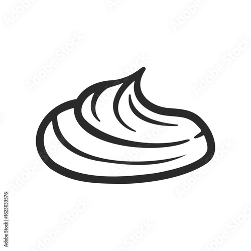 Monochrome swirl icon symbolizing cream or paste