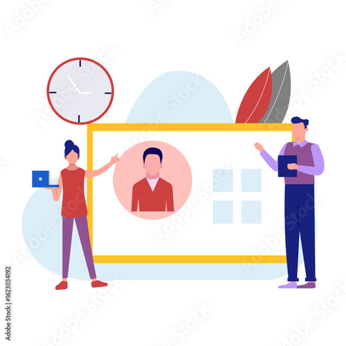 Businesspeople discussing about profile