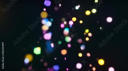 Vibrant Bokeh Particles and Glitter Ascending in a Dazzling Display of Light