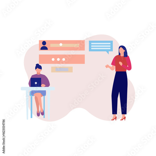 Girl presenting idea to manager