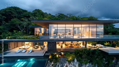 Wallpaper Mural Stunning Cliffside Mansion: Modern Luxury Meets Nature Torontodigital.ca