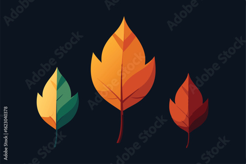 autumn leaves in various stages of color change  .eps