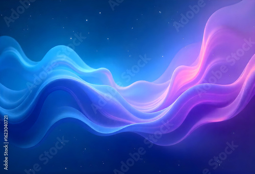 Abstract Wavy Background: A mesmerizing abstract artwork features flowing, luminous waves of color, creating a dynamic and ethereal atmosphere perfect for design projects. 