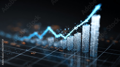 Company Growth Graph with Blue Hologram