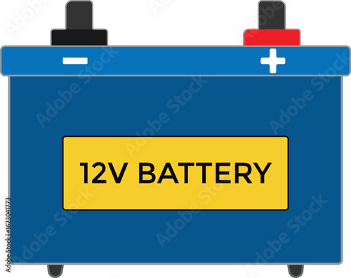 Single 12v car battery vector illustration design on white background.