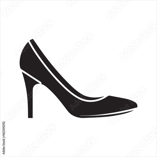 High heel shoe icon, elegant woman's stiletto pump silhouette.
