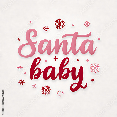 Festive Santa Baby Holiday Greetings Card Design with Snowflakes for Christmas Celebrations and Seasonal Cheer