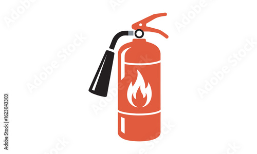 Fire Extinguisher Vector Illustration Featuring Firefighter’s Tool for Flame Fighting, Attention-Grabbing Symbol Perfect for Fire Station Signs, Safety Posters, and Emergency Equipment Graphics