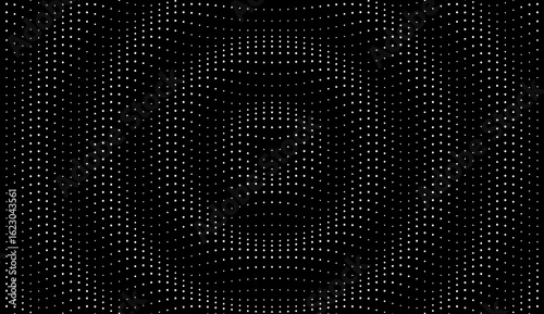 3D wavy black background with ripple effect. Grid surface with particle. Vector illustration for cover, card, postcard, interior design, banner