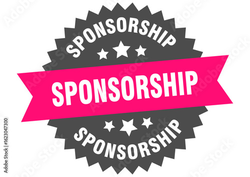 sponsorship. sponsorship round pink label isolated on transparent background
