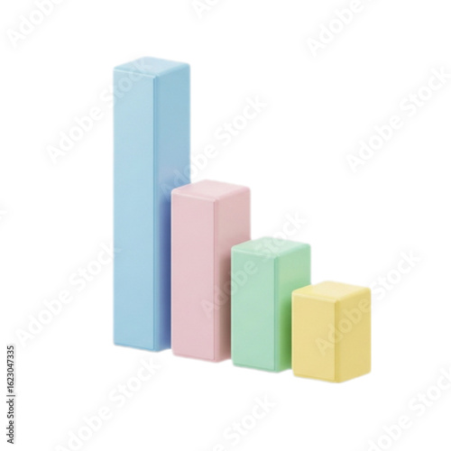 Free Download Four pastel colored bars representing a decreasing trend isolated on transparent background - GFXLoad