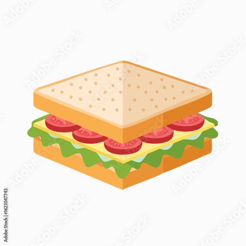 Isometric sandwich illustration displaying fresh ingredients and a satisfying meal