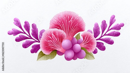 Vibrant watercolor illustration of pink flowers artistic studio visual art creative space close-up floral design