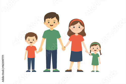family holding hands white background