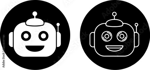 Vector art of robot face icons, isolated on white background