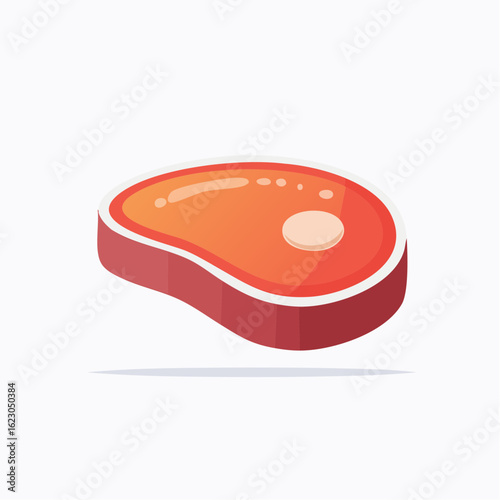 Appetizing Cartoon Steak Illustration with Fat Marbling on a White Background