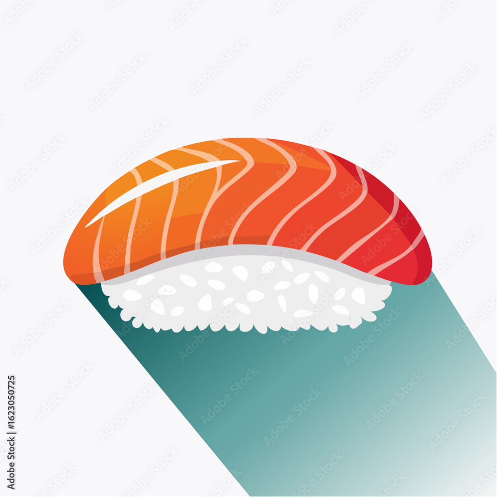 Fototapeta premium Elegant salmon nigiri sushi illustration showcasing gradient color and artistic design