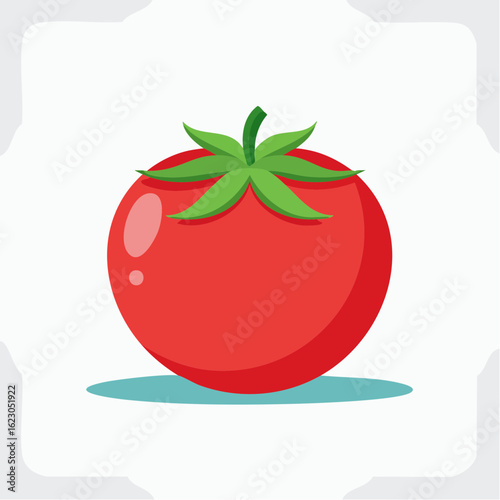 Stylized tomato illustration with vibrant colors on a clean white background
