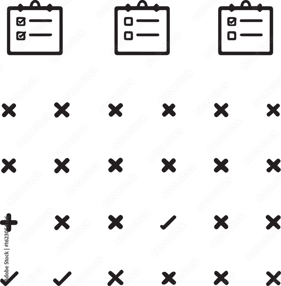 Naklejka premium Checkmark, Cross, and To-Do List Icons