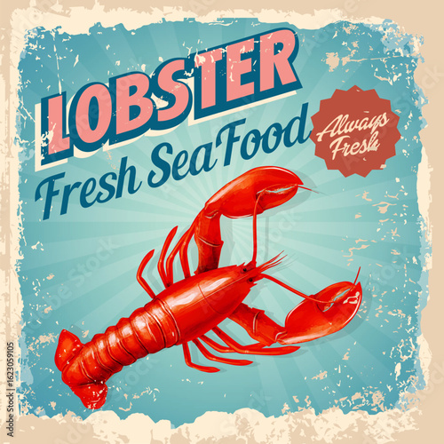 Lobster Fresh Seafood Retro Poster - Vintage Ocean Design