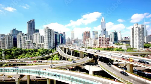Panoramic cityscape view of chongqing with modern architecture and highways