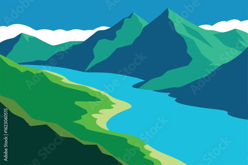 mountain lake and mountains