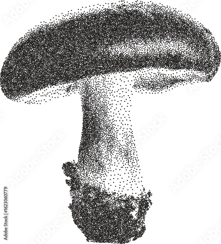 Mushroom retro y2k stipple design trippy halftone brutalist urban vector png with clear background, fungi 2000s photocopy grunge tattoo gen z effect