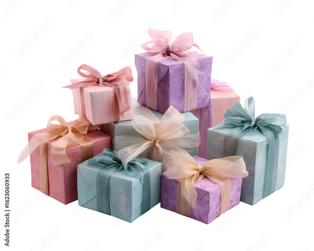 Fototapeta premium Collection of Assorted Celebration Gift Boxes with Bows