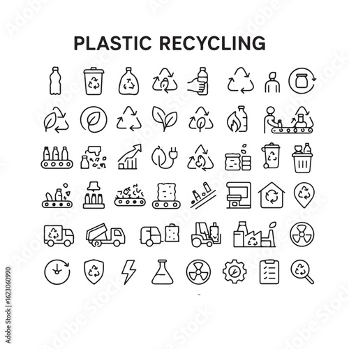 Plastic recycling icon set