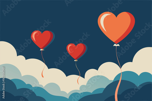 floating heart shaped balloons tied with ribbons o (1).eps
