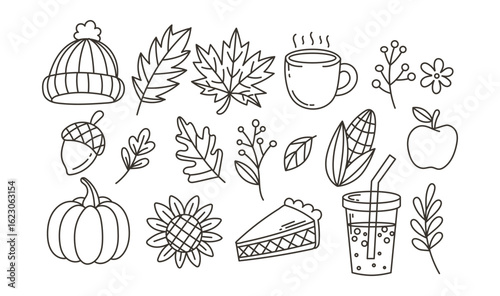Autumn doodle vector hand drawn illustration