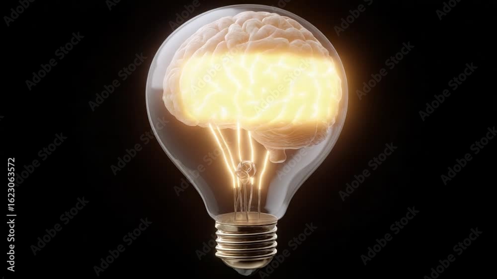 Illuminating Idea: An abstract concept of the human brain, creatively visualized inside a light bulb, sparking with knowledge and insight. Illuminating Idea: An abstract concept of the human brain, creatively visualized inside a light bulb, sparking with knowledge and insight.
